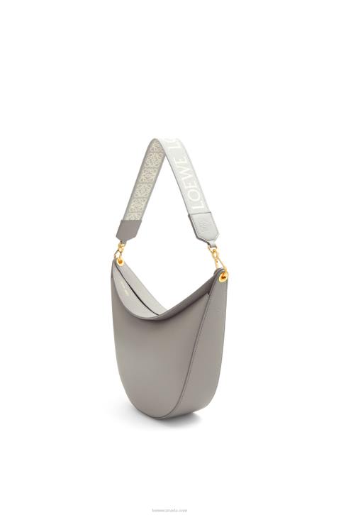 Loewe Luna bag in satin calfskin and jacquard 688V533 Women Pearl Grey