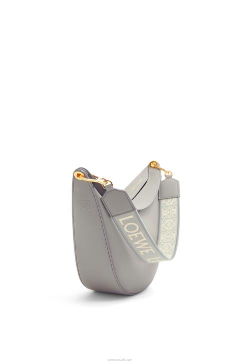 Loewe Luna bag in satin calfskin and jacquard 688V533 Women Pearl Grey