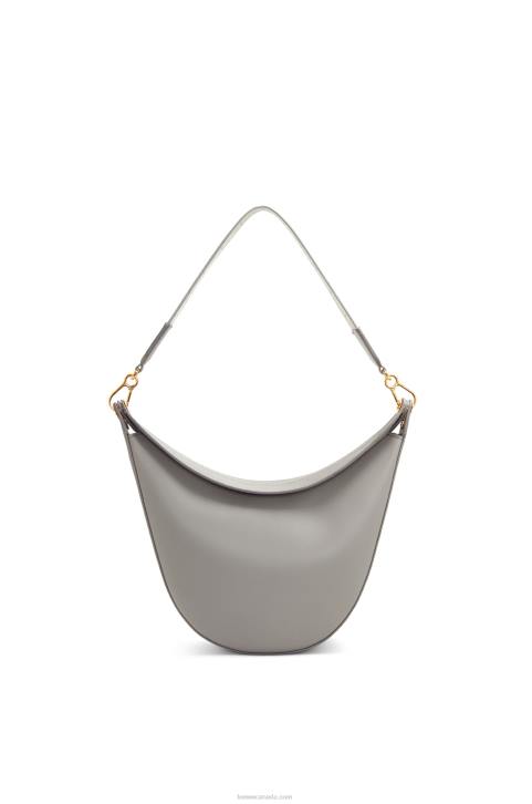 Loewe Luna bag in satin calfskin and jacquard 688V533 Women Pearl Grey