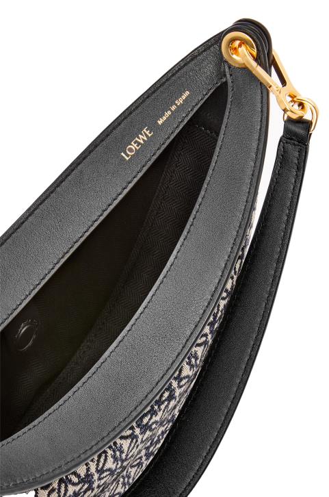 Loewe Small Luna bag in Anagram jacquard and classic calfskin 688V450 Women Navy/Black