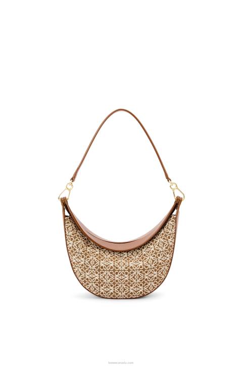 Loewe Small Luna bag in Anagram jacquard and classic calfskin 688V492 Women Tan/Pecan