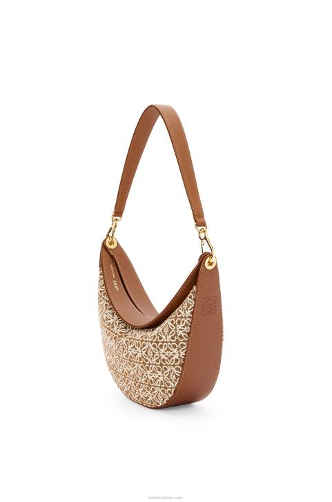 Loewe Small Luna bag in Anagram jacquard and classic calfskin 688V492 Women Tan/Pecan