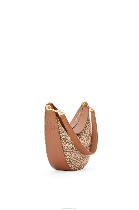 Loewe Small Luna bag in Anagram jacquard and classic calfskin 688V492 Women Tan/Pecan