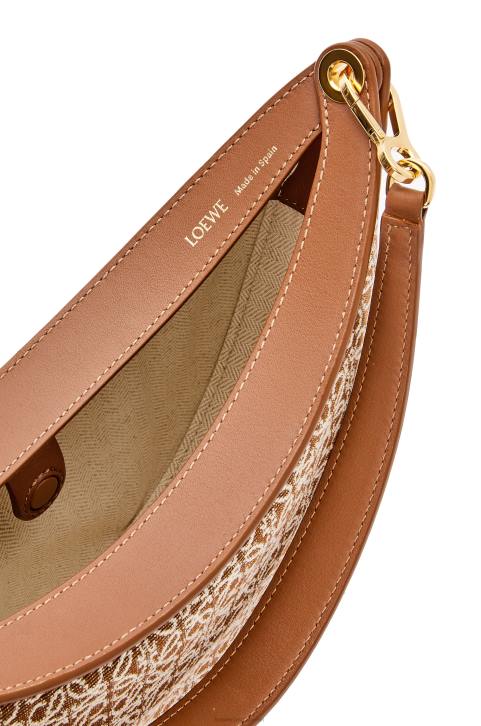 Loewe Small Luna bag in Anagram jacquard and classic calfskin 688V492 Women Tan/Pecan