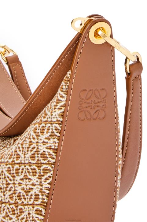 Loewe Small Luna bag in Anagram jacquard and classic calfskin 688V492 Women Tan/Pecan