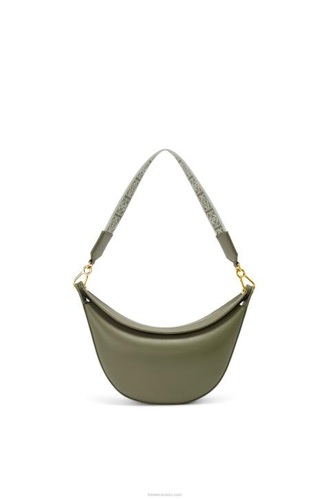 Loewe Small Luna bag in satin calfskin and jacquard 688V474 Women Avocado Green