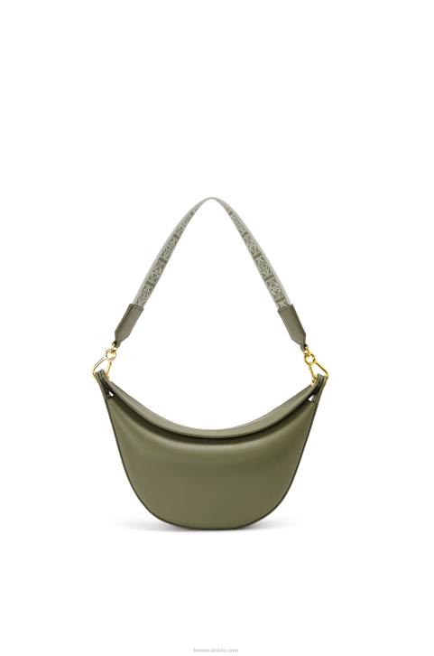 Loewe Small Luna bag in satin calfskin and jacquard 688V474 Women Avocado Green
