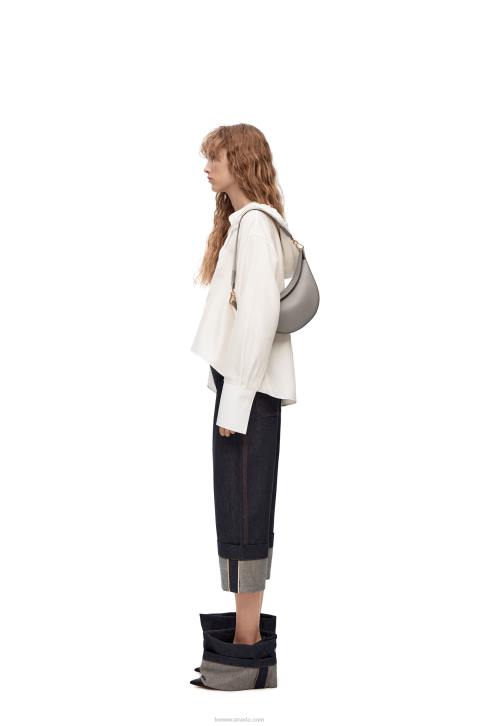 Loewe Small Luna bag in satin calfskin and jacquard 688V476 Women Pearl Grey