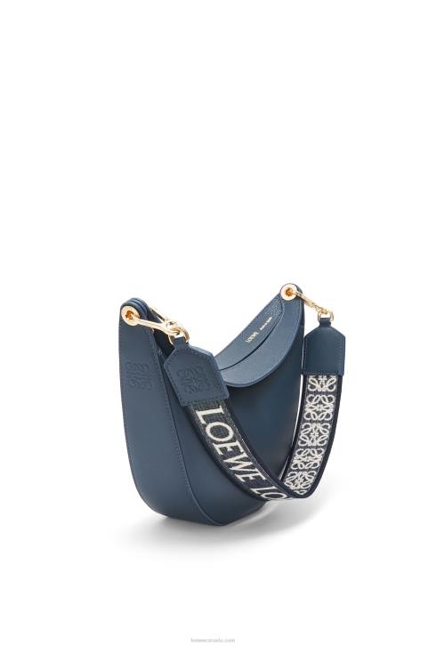 Loewe Small Luna bag in satin calfskin and jacquard 688V482 Women Onyx Blue