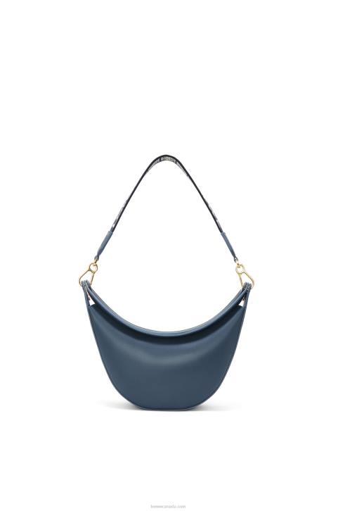 Loewe Small Luna bag in satin calfskin and jacquard 688V482 Women Onyx Blue