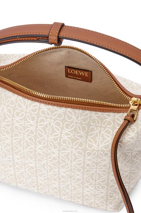 Loewe Small Cubi bag in Anagram jacquard and calfskin 688V463 Women Ecru/Tan