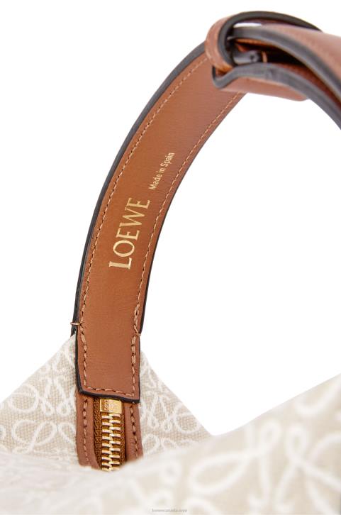Loewe Small Cubi bag in Anagram jacquard and calfskin 688V463 Women Ecru/Tan
