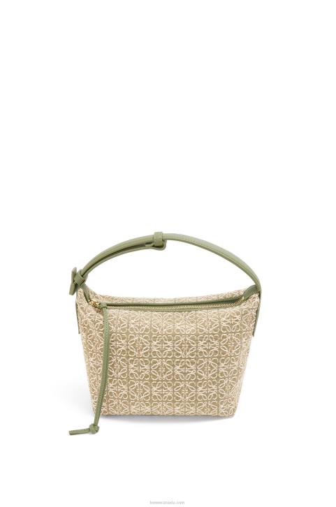 Loewe Small Cubi bag in Anagram jacquard and calfskin 688V485 Women Green/Avocado Green