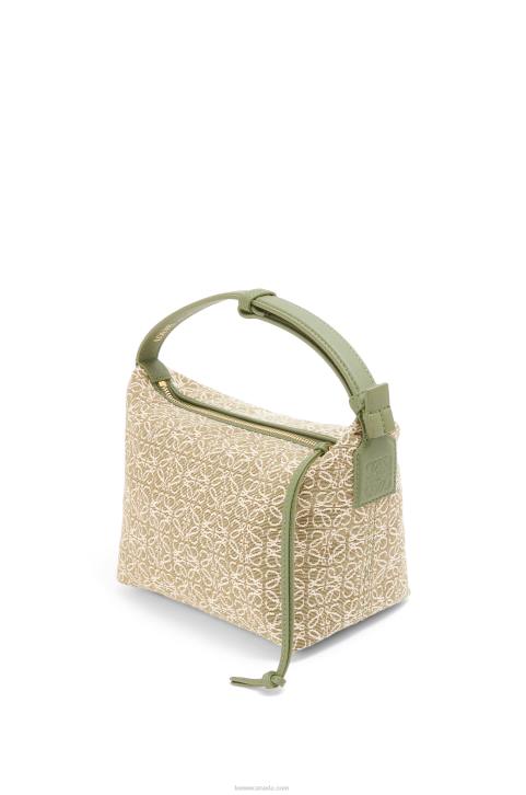 Loewe Small Cubi bag in Anagram jacquard and calfskin 688V485 Women Green/Avocado Green