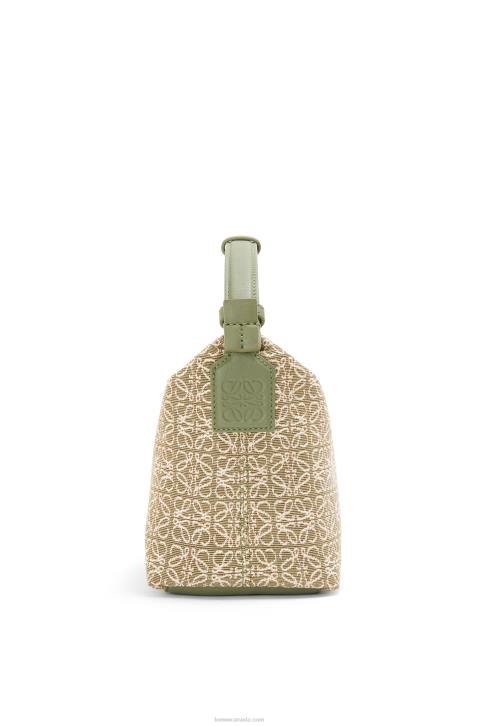Loewe Small Cubi bag in Anagram jacquard and calfskin 688V485 Women Green/Avocado Green
