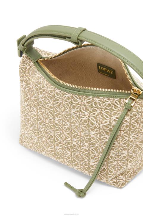 Loewe Small Cubi bag in Anagram jacquard and calfskin 688V485 Women Green/Avocado Green