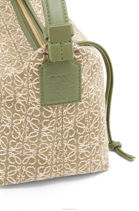 Loewe Small Cubi bag in Anagram jacquard and calfskin 688V485 Women Green/Avocado Green
