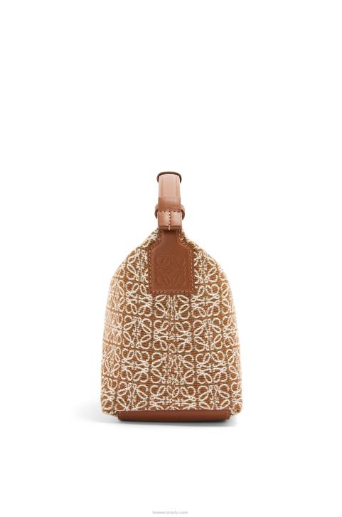 Loewe Small Cubi bag in Anagram jacquard and calfskin 688V504 Women Tan/Pecan