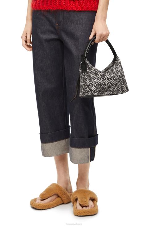 Loewe Small Cubi bag in Anagram jacquard and calfskin 688V518 Women Navy/Black