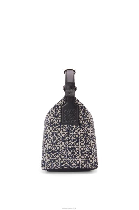 Loewe Small Cubi bag in Anagram jacquard and calfskin 688V518 Women Navy/Black