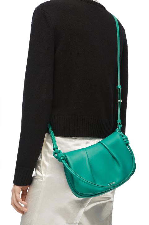 Loewe Paseo satchel in shiny nappa calfskin 688V338 Women Emerald Green