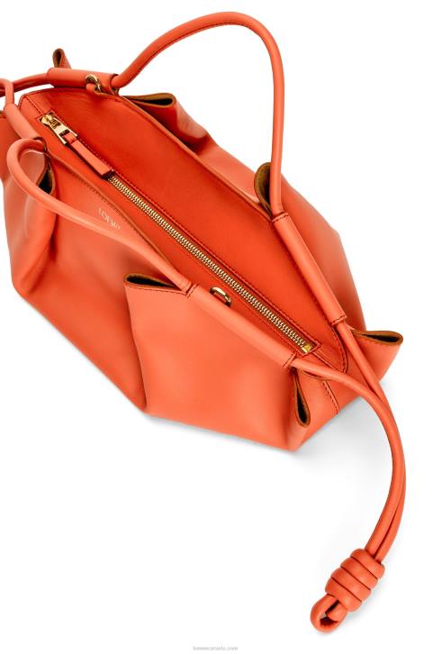 Loewe Small Paseo bag in shiny nappa calfskin 688V349 Women Sunrise Orange