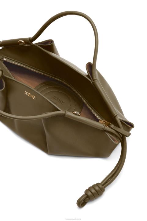 Loewe Small Paseo bag in shiny nappa calfskin 688V353 Women Dark Khaki Green