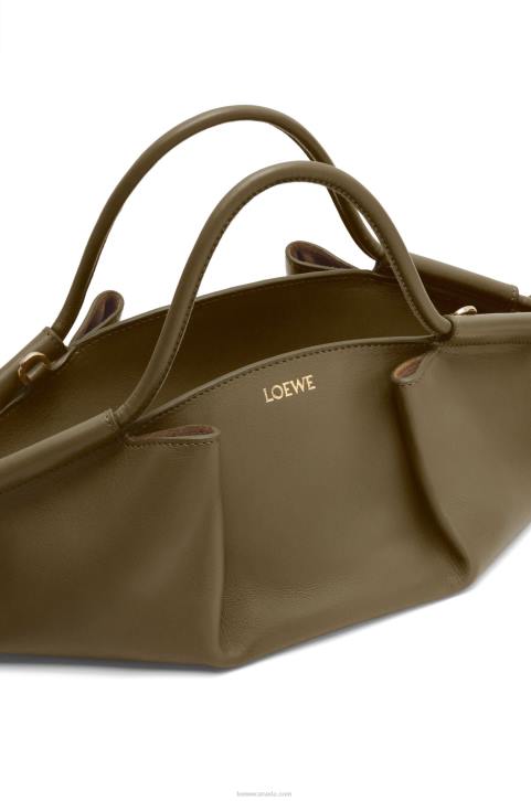 Loewe Small Paseo bag in shiny nappa calfskin 688V353 Women Dark Khaki Green