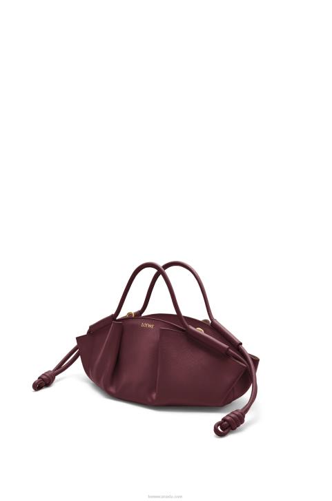 Loewe Small Paseo bag in shiny nappa calfskin 688V414 Women Burgundy