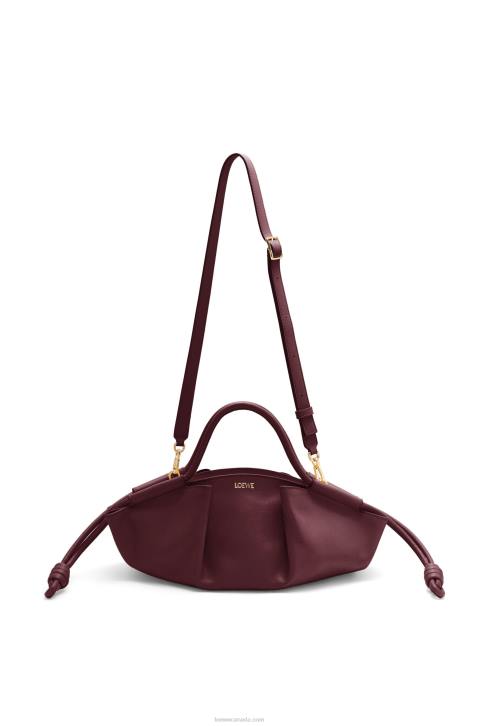 Loewe Small Paseo bag in shiny nappa calfskin 688V414 Women Burgundy