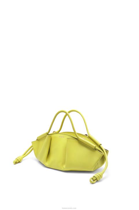 Loewe Small Paseo bag in shiny nappa calfskin 688V419 Women Lime Yellow