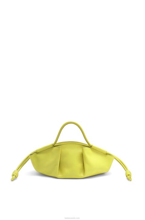 Loewe Small Paseo bag in shiny nappa calfskin 688V419 Women Lime Yellow