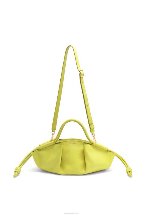 Loewe Small Paseo bag in shiny nappa calfskin 688V419 Women Lime Yellow