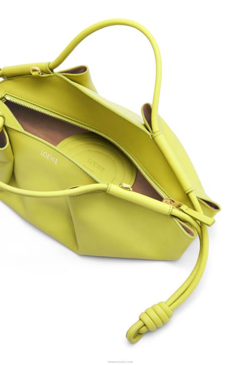 Loewe Small Paseo bag in shiny nappa calfskin 688V419 Women Lime Yellow