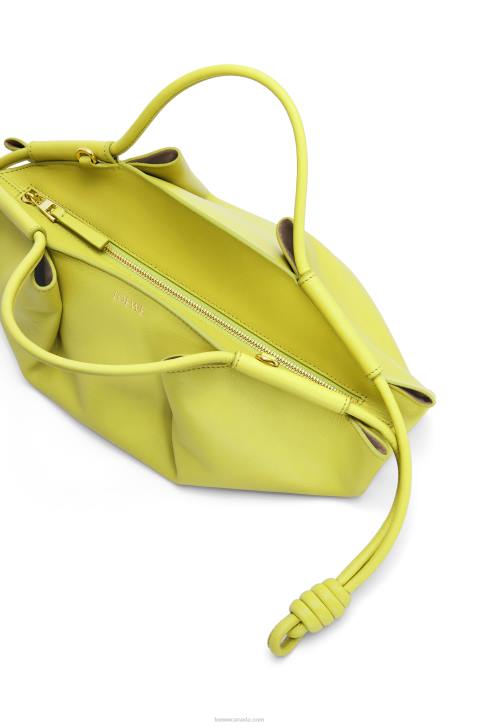 Loewe Small Paseo bag in shiny nappa calfskin 688V419 Women Lime Yellow
