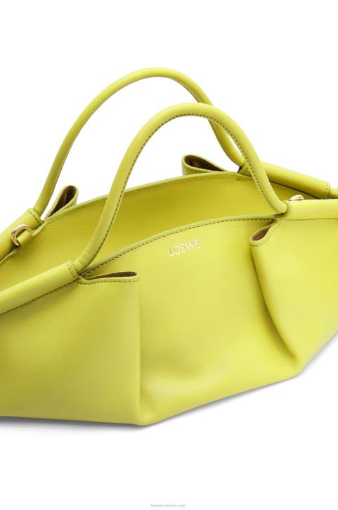 Loewe Small Paseo bag in shiny nappa calfskin 688V419 Women Lime Yellow