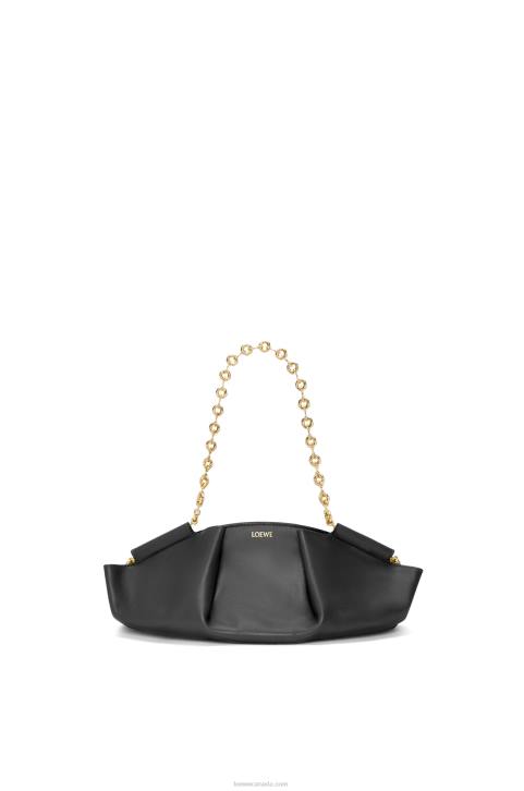 Loewe Small Paseo bag in shiny nappa calfskin with chain 688V402 Women Black