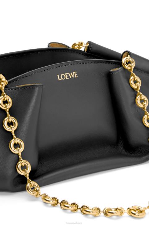 Loewe Small Paseo bag in shiny nappa calfskin with chain 688V402 Women Black