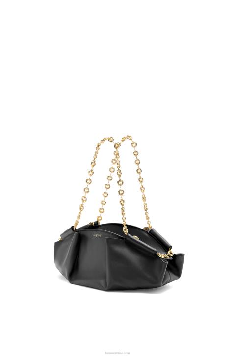 Loewe Small Paseo bag in shiny nappa calfskin with chain 688V402 Women Black