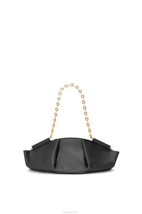 Loewe Small Paseo bag in shiny nappa calfskin with chain 688V402 Women Black