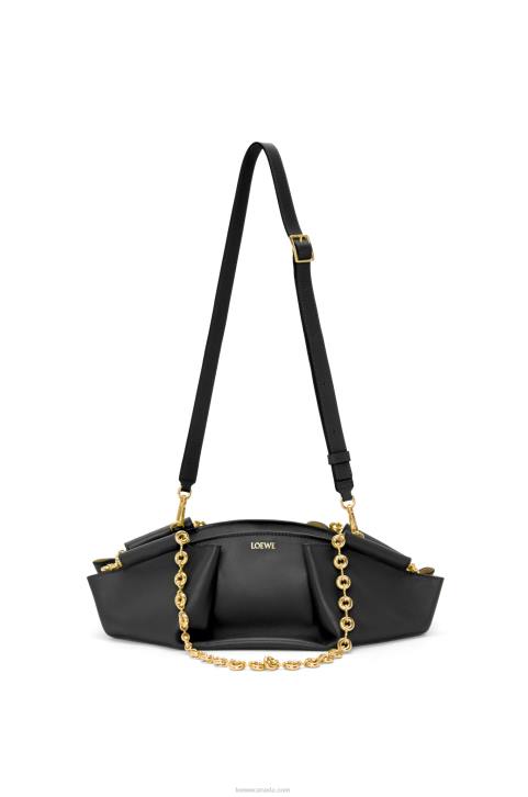 Loewe Small Paseo bag in shiny nappa calfskin with chain 688V402 Women Black