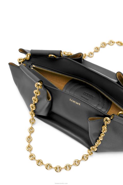 Loewe Small Paseo bag in shiny nappa calfskin with chain 688V402 Women Black