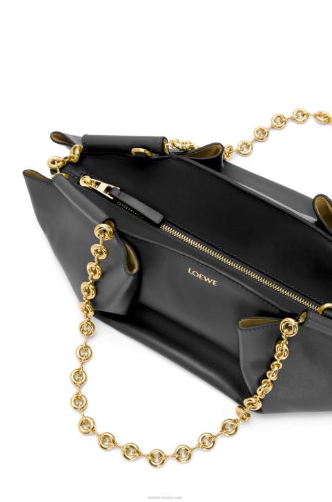Loewe Small Paseo bag in shiny nappa calfskin with chain 688V402 Women Black
