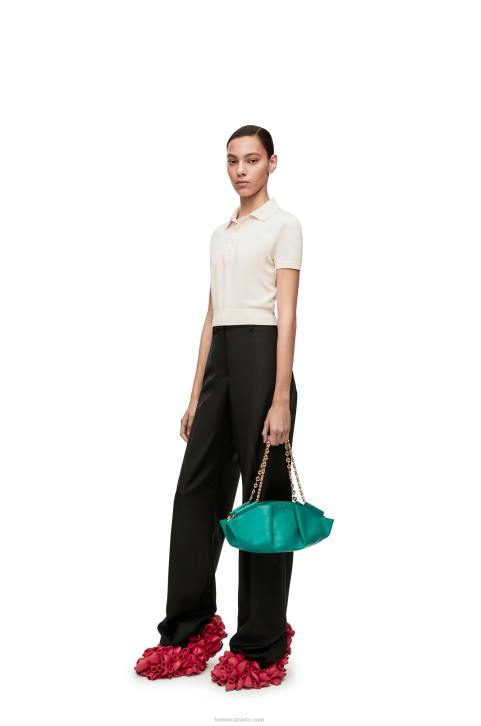 Loewe Small Paseo bag in shiny nappa calfskin with chain 688V403 Women Emerald Green