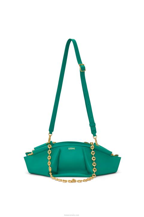 Loewe Small Paseo bag in shiny nappa calfskin with chain 688V403 Women Emerald Green
