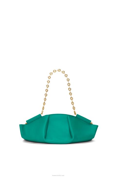Loewe Small Paseo bag in shiny nappa calfskin with chain 688V403 Women Emerald Green