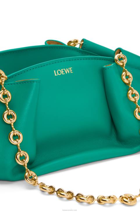 Loewe Small Paseo bag in shiny nappa calfskin with chain 688V403 Women Emerald Green