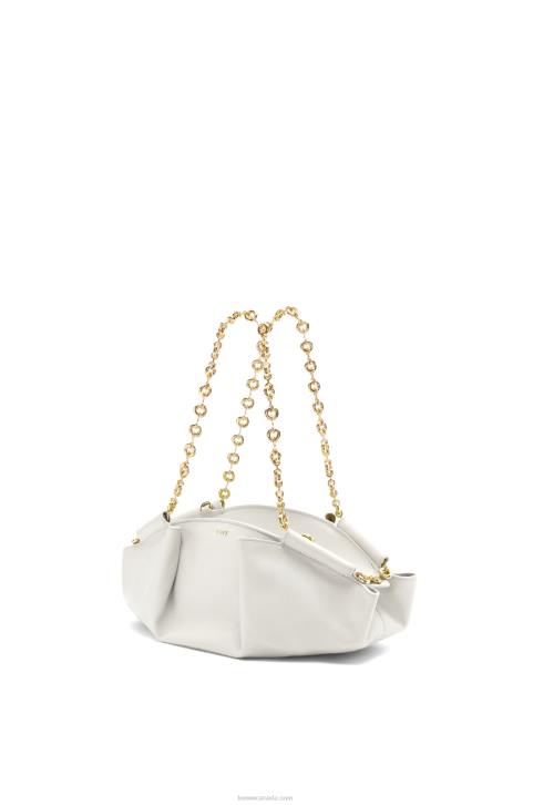 Loewe Small Paseo bag in shiny nappa calfskin with chain 688V404 Women Soft White