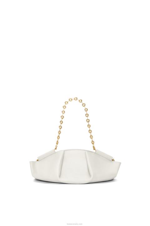 Loewe Small Paseo bag in shiny nappa calfskin with chain 688V404 Women Soft White
