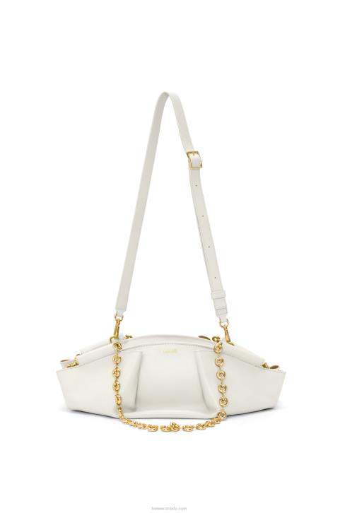 Loewe Small Paseo bag in shiny nappa calfskin with chain 688V404 Women Soft White